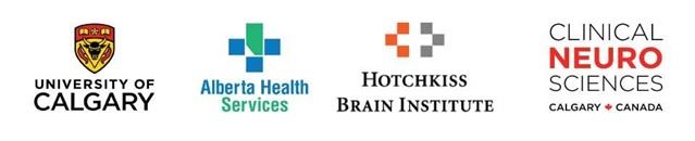 Logos for University of Calgary, Alberta Health Services, Hotchkiss Brain Institute, Clinical Neuro Sciences Calgary
